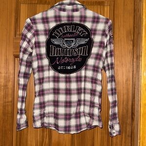 Women’s Harley-Davidson Snap button Flannel Shirt SM plaid READ DESCRIPTION